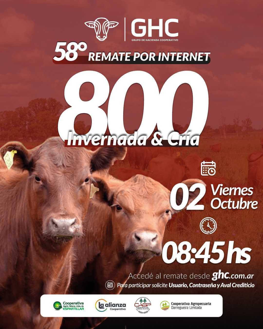Afiche - Grupo de Hacienda Cooperativo - 58º Remate por Internet 