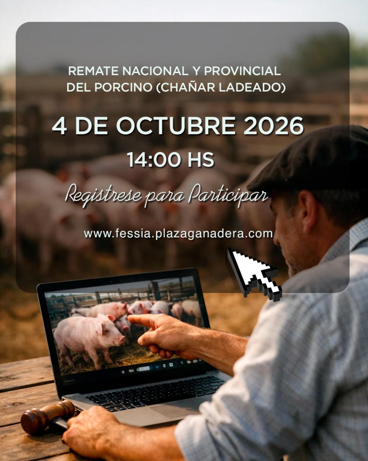 Afiche - Fessia - Remate Nacional y Provincial del Porcino (Chañar Ladeado) 
